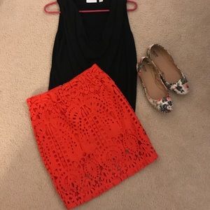 NWT red lace pencil skirt